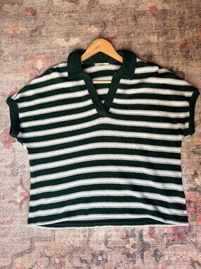 Madewell Relaxed V-Neck Polo Shirt in Stripe